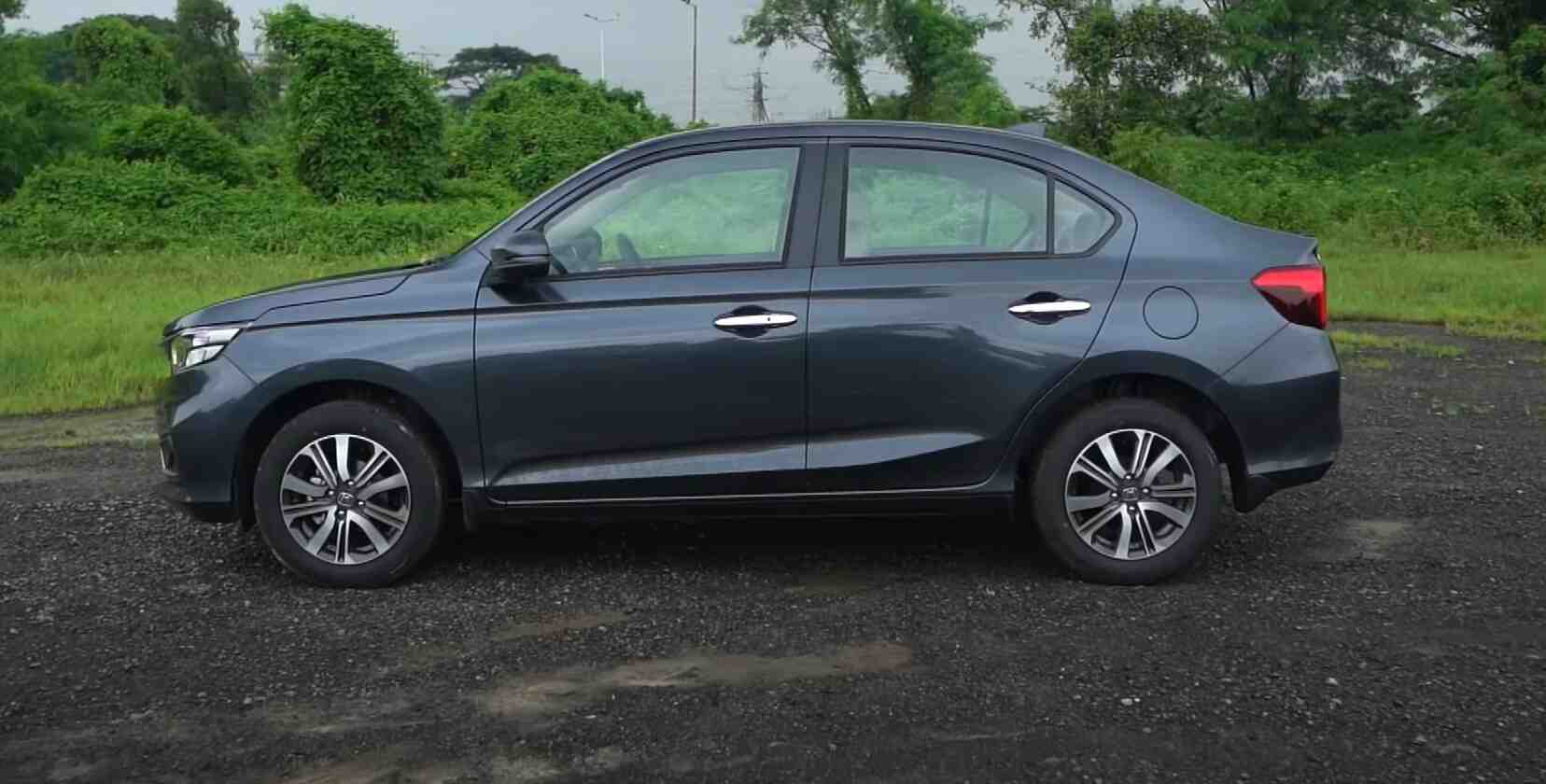 honda amaze car on rent in goa side view