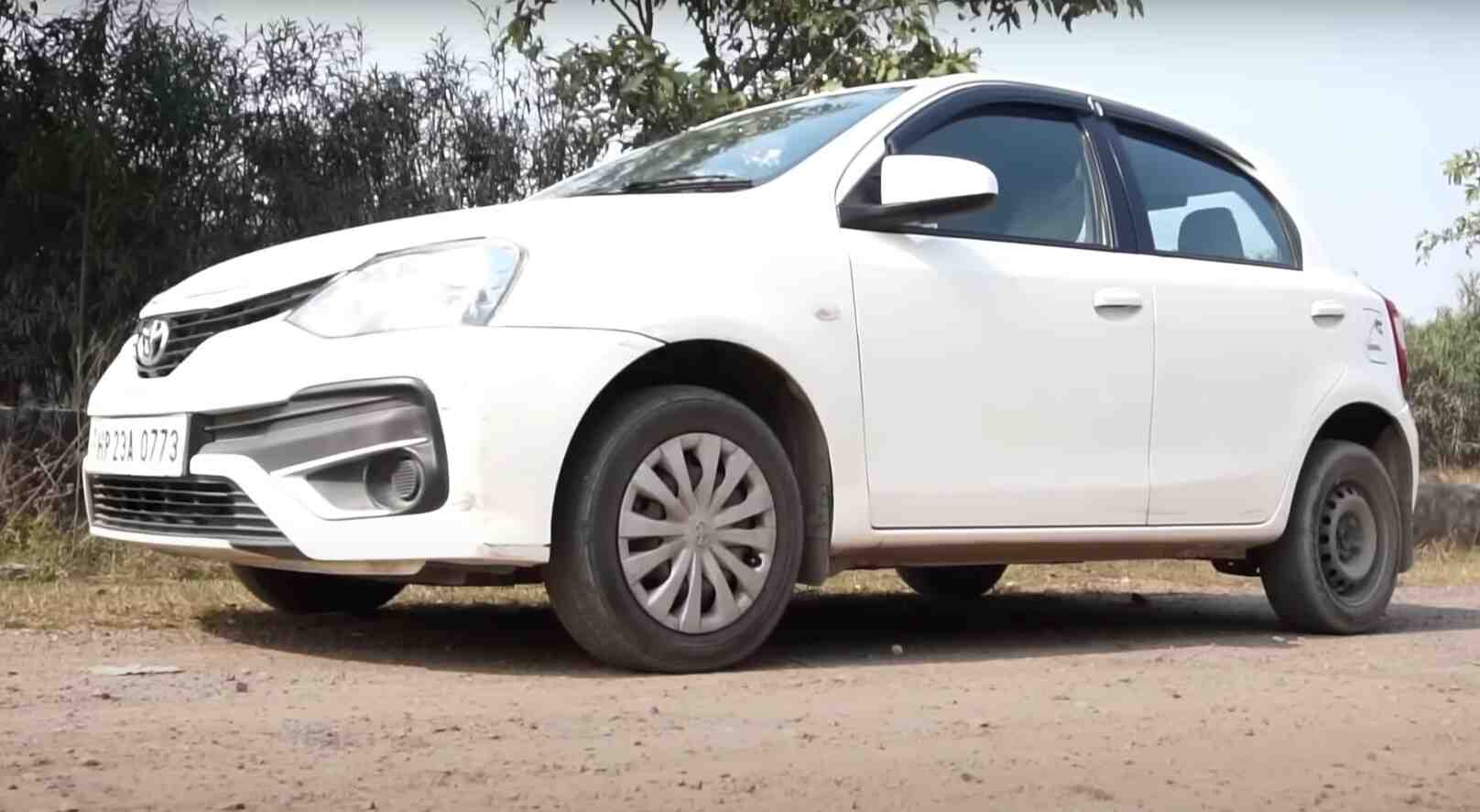 toyota liva car on rent in goa side view